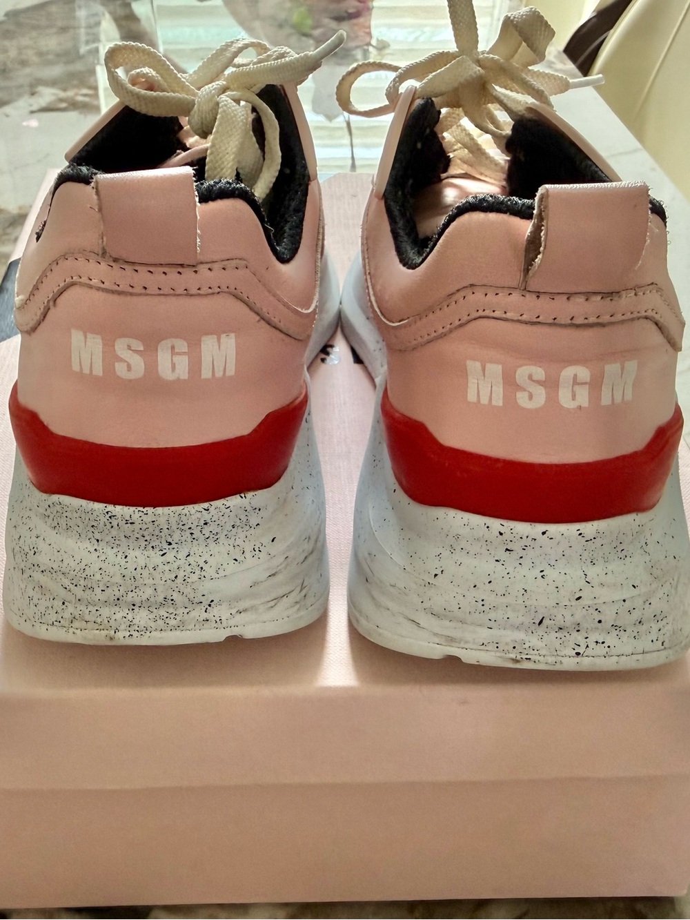 MSGM Pink and Black Logo Shoe Box